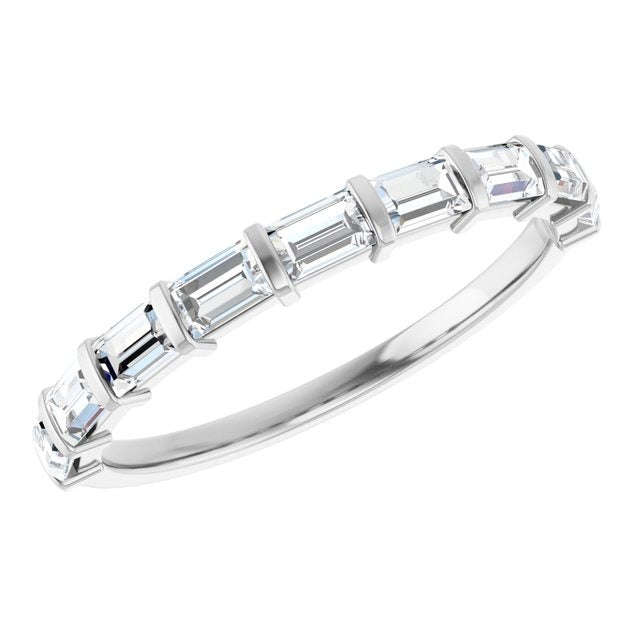 14K Bar-Set Straight Baguette Diamond Anniversary Band