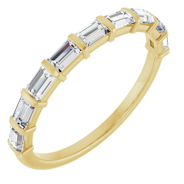 14K Bar-Set Straight Baguette Diamond Anniversary Band
