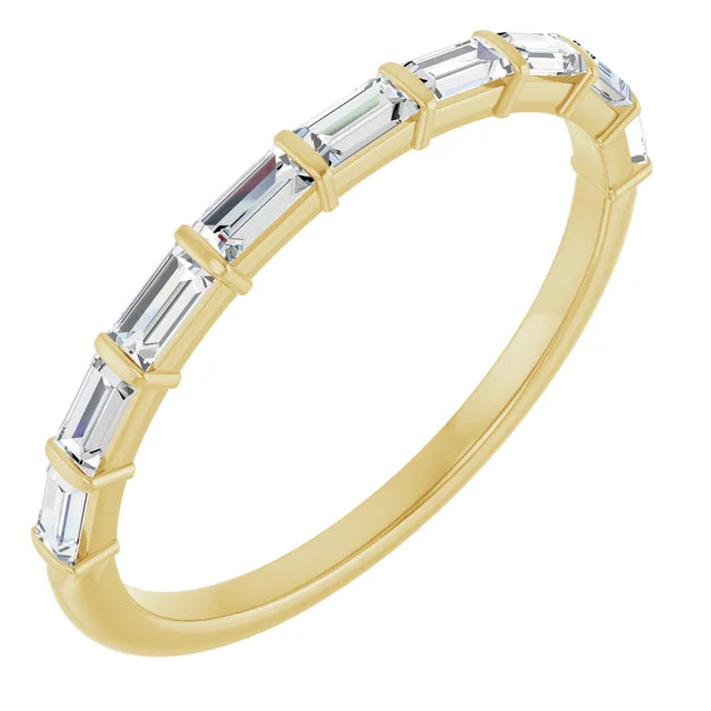 14K Bar-Set Straight Baguette Diamond Anniversary Band