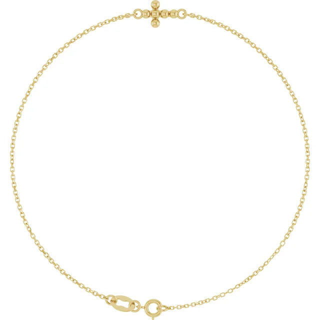 14K Beaded Cross Bracelet-Embark Fine Jewelry