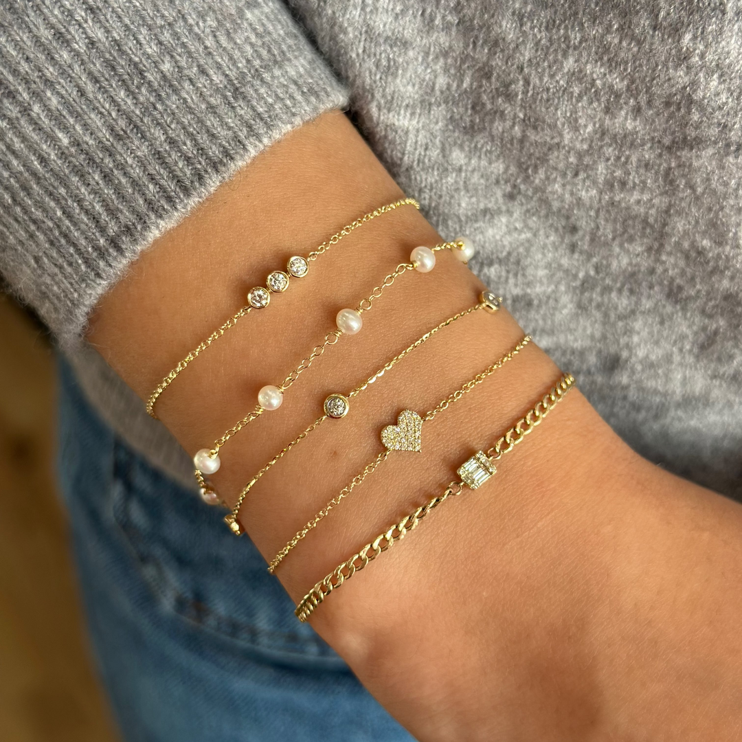 14K Pave Diamond Heart Bracelet