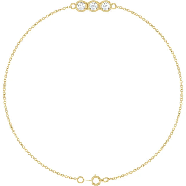 14K Bezel Diamond Bar Bracelet
