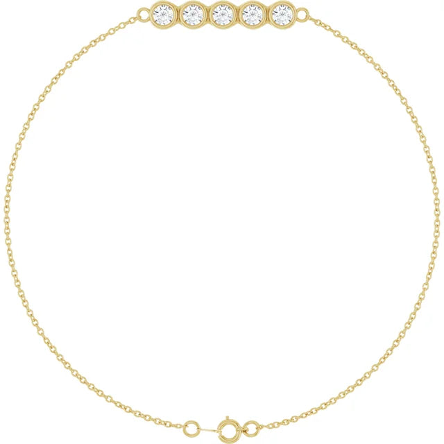 14K Bezel Diamond Bar Bracelet