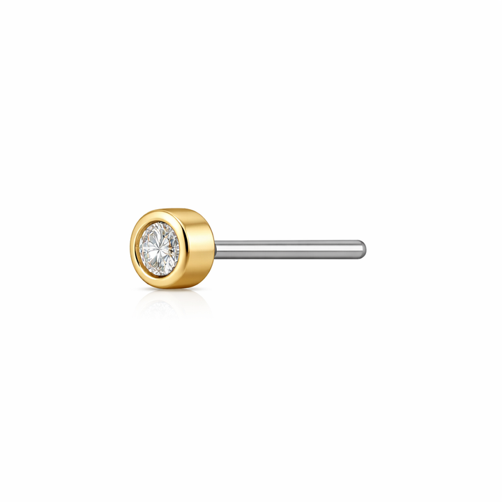 14K Bezel Diamond Flat Back Stud