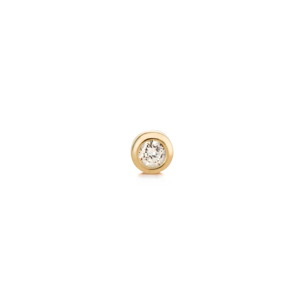 14K Bezel Diamond Flat Back Stud