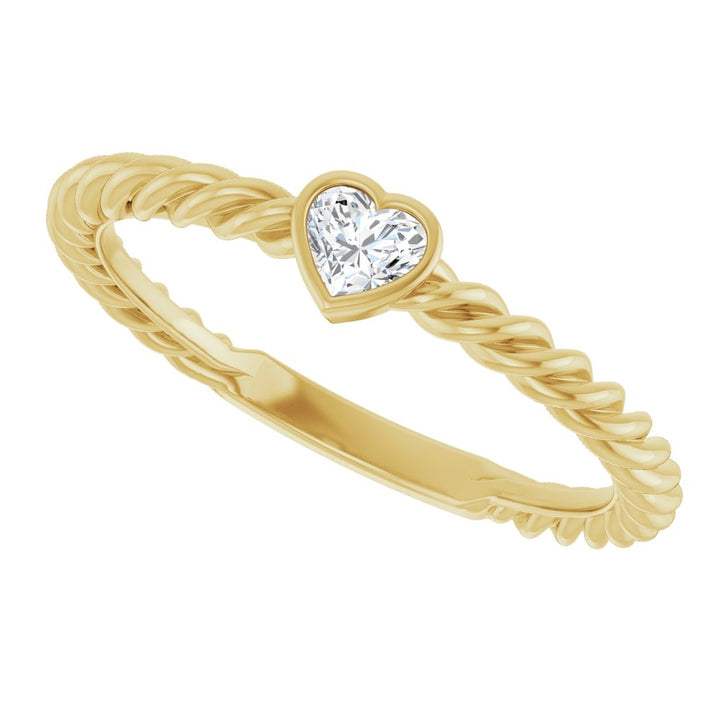14K Bezel Diamond Rope Ring