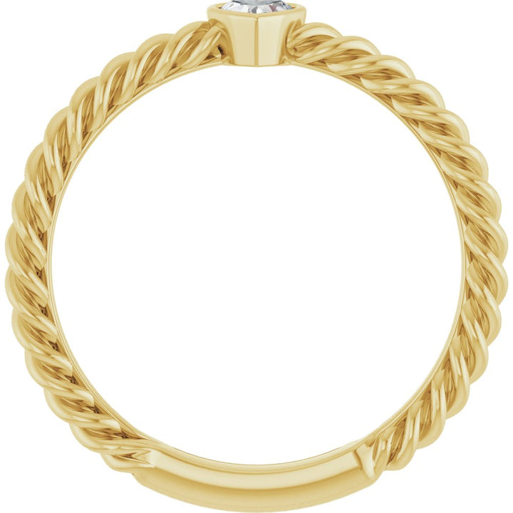 14K Bezel Diamond Rope Ring
