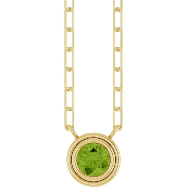 14K Bezel Gemstone Paperclip Necklace