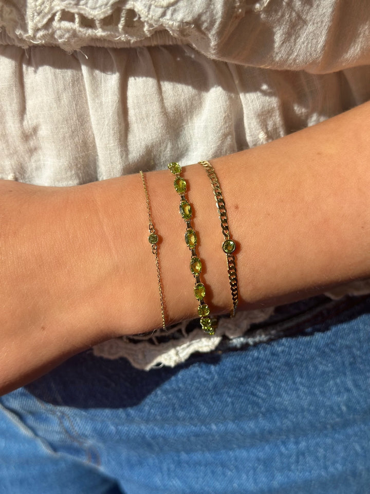14K Bezel Gemstone Solitaire Bracelet