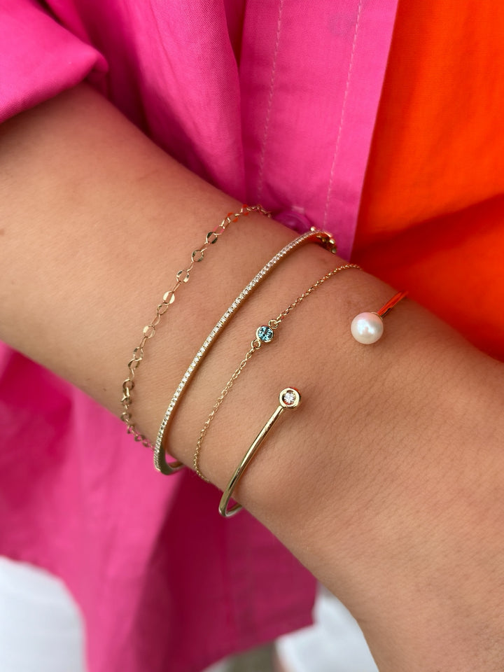 14K Bezel Gemstone Solitaire Bracelet