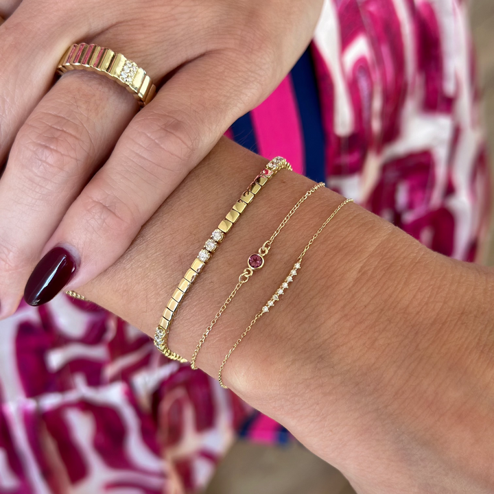 14K Bezel Gemstone Solitaire Bracelet