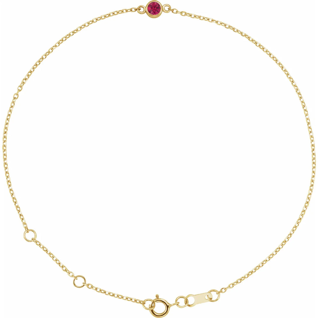 14K Bezel Gemstone Solitaire Bracelet