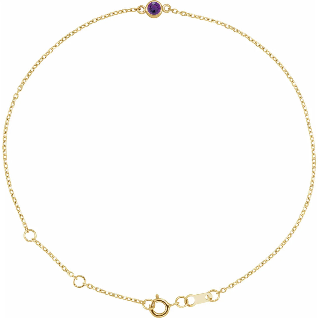 14K Bezel Gemstone Solitaire Bracelet
