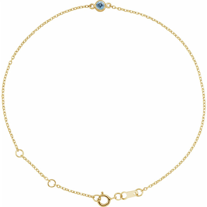 14K Bezel Gemstone Solitaire Bracelet