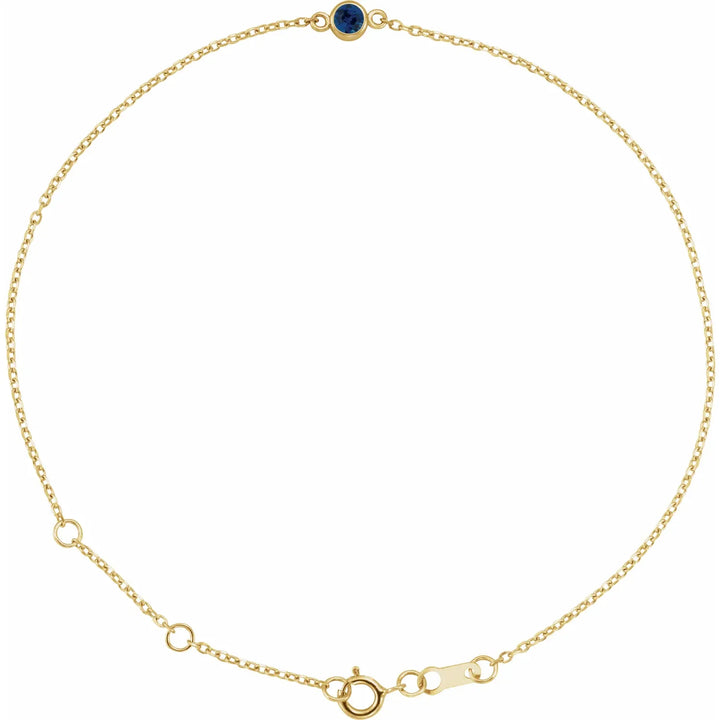 14K Bezel Gemstone Solitaire Bracelet