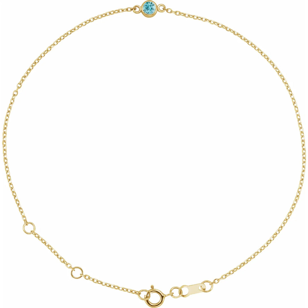 14K Bezel Gemstone Solitaire Bracelet