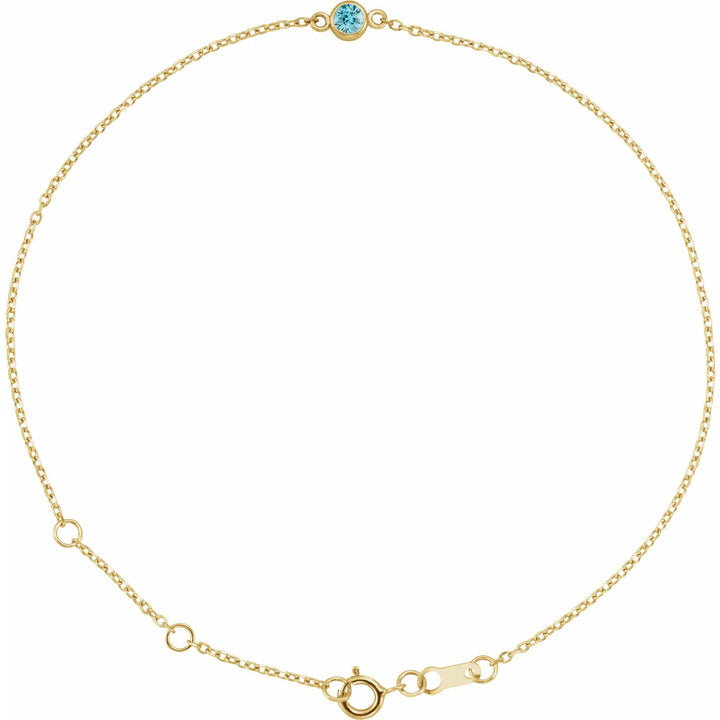 14K Bezel Gemstone Solitaire Bracelet