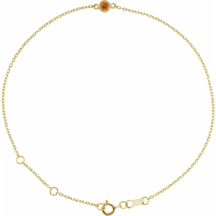 14K Bezel Gemstone Solitaire Bracelet