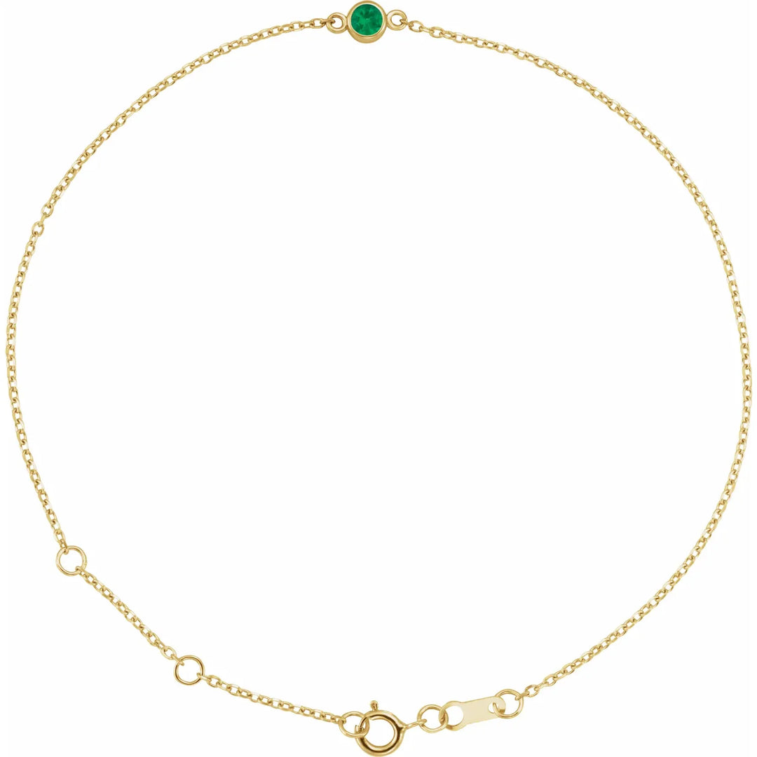 14K Bezel Gemstone Solitaire Bracelet