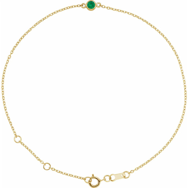 14K Bezel Gemstone Solitaire Bracelet