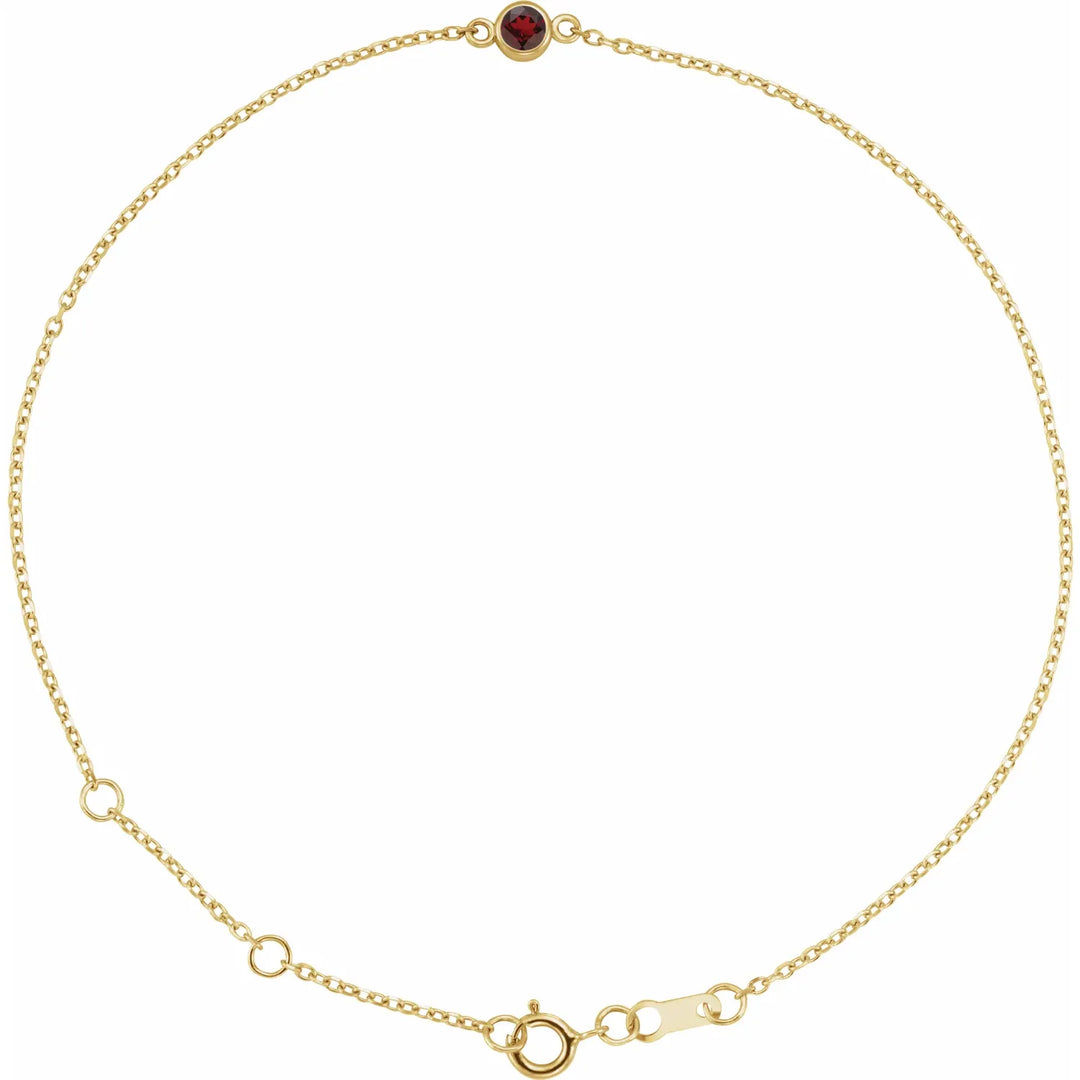 14K Bezel Gemstone Solitaire Bracelet
