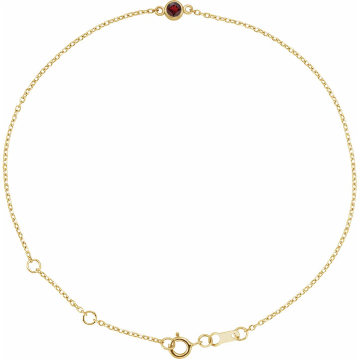 14K Bezel Gemstone Solitaire Bracelet