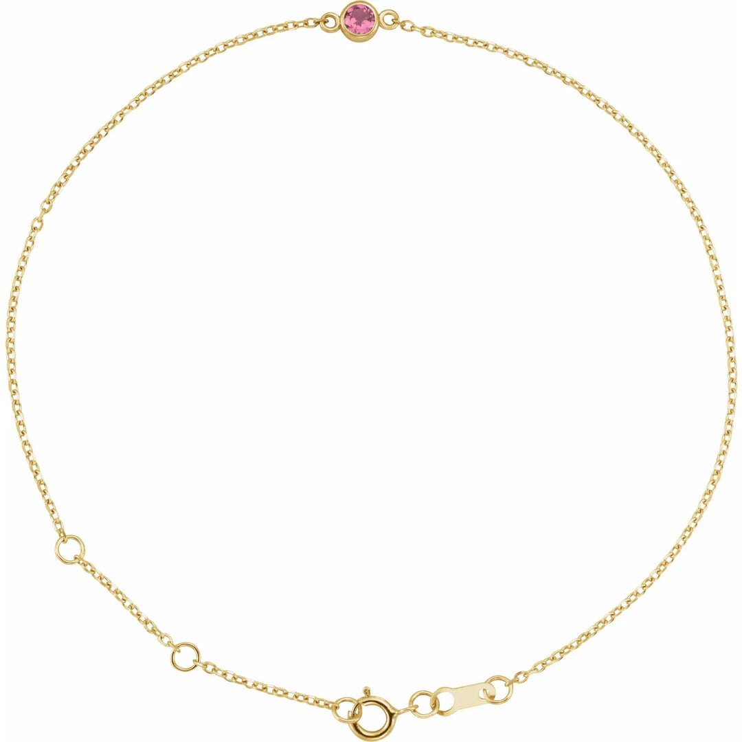 14K Bezel Gemstone Solitaire Bracelet