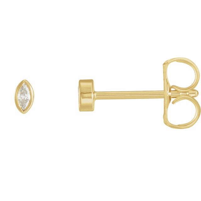 14K Bezel Marquise Diamond Stud