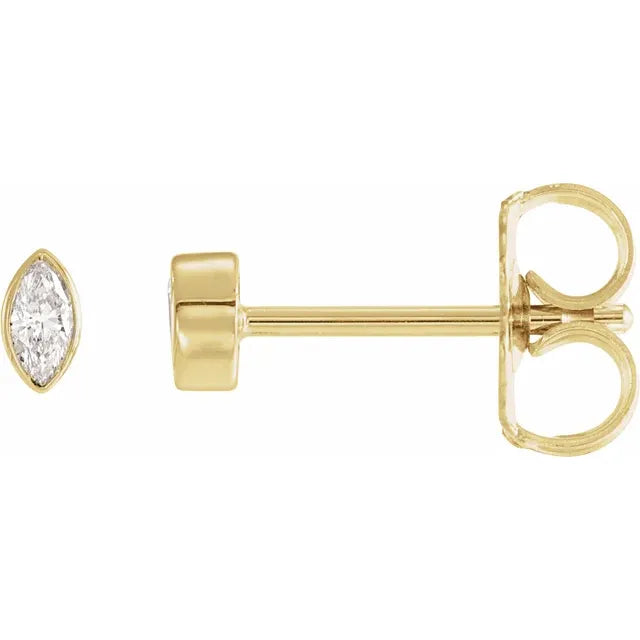 14K Bezel Marquise Diamond Stud