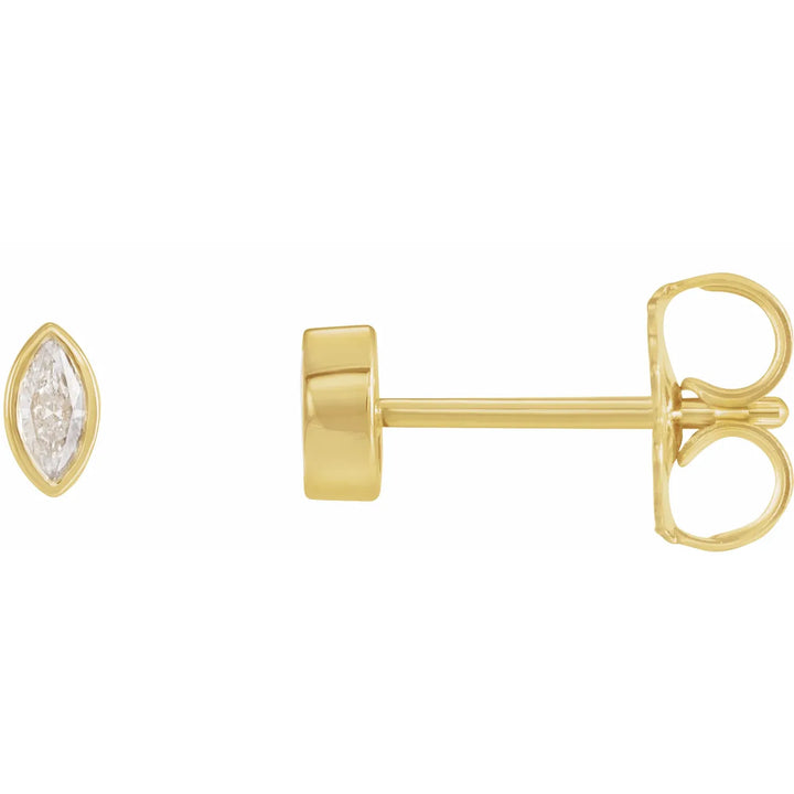 14K Bezel Marquise Diamond Stud