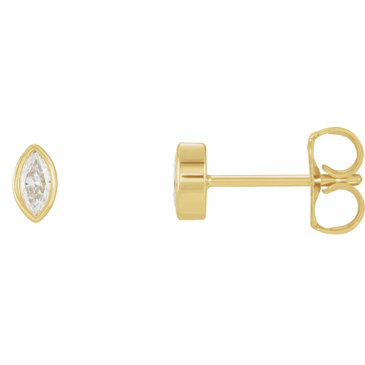 14K Bezel Marquise Diamond Stud