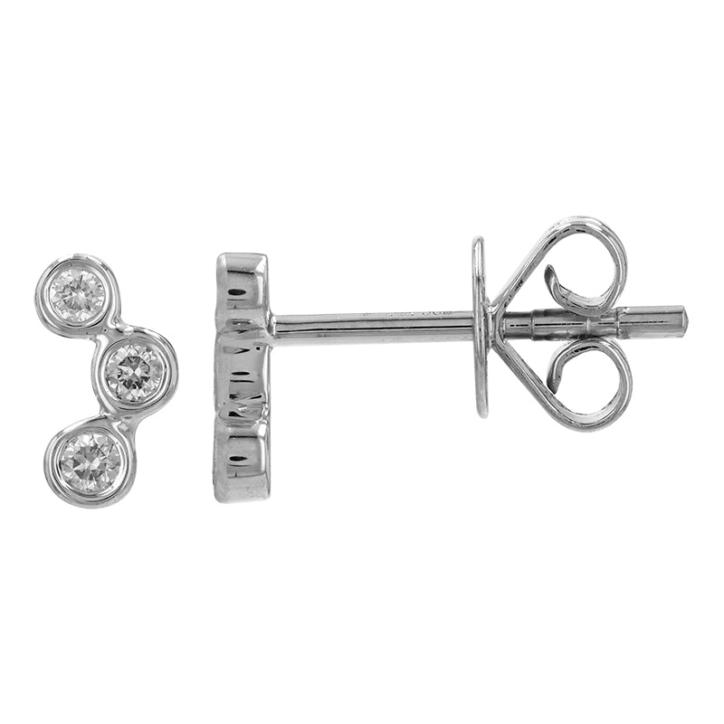 14K Bezel Trio Diamond Stud