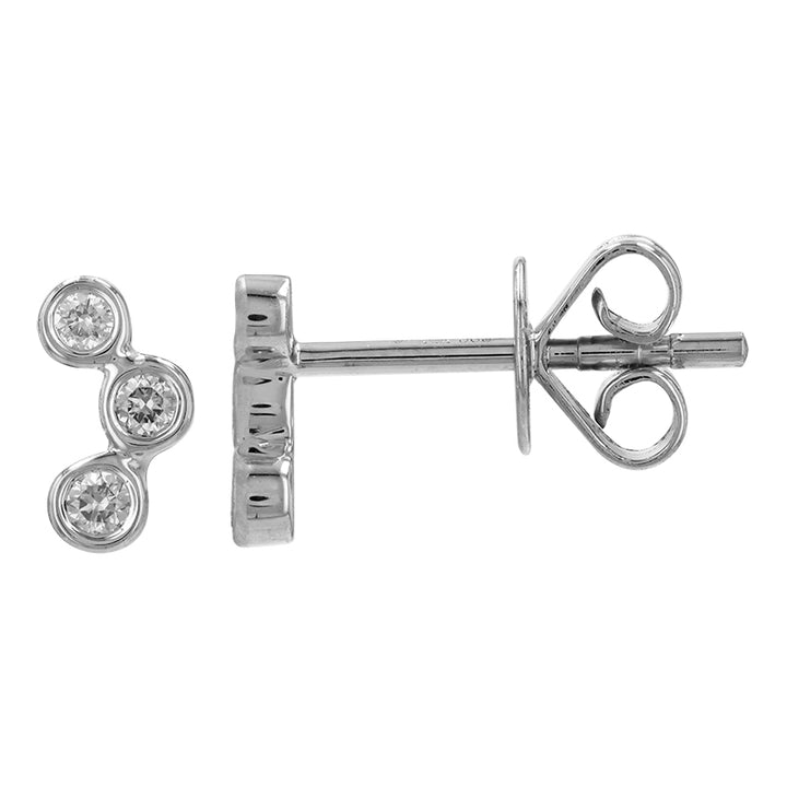 14K Bezel Trio Diamond Stud