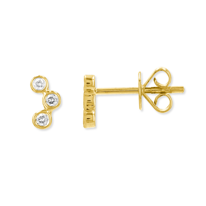 14K Bezel Trio Diamond Stud