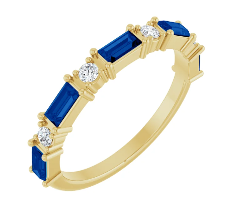 14K Birthstone &amp; Diamond Birthstone Ring
