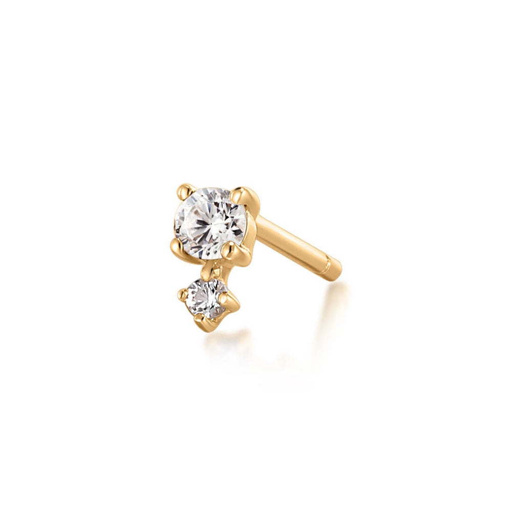 14K Birthstone &amp; White Sapphire Stud