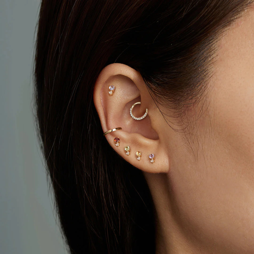 14K Birthstone &amp; White Sapphire Stud