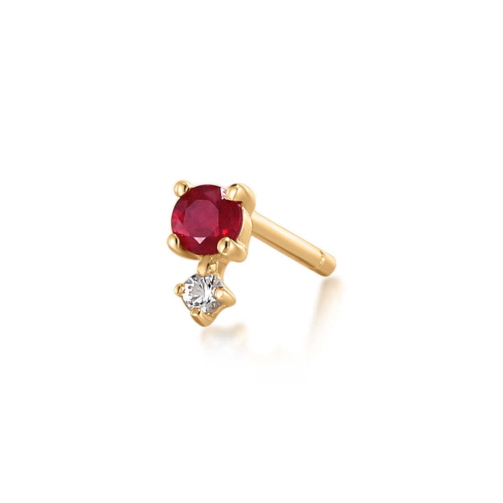 14K Birthstone &amp; White Sapphire Stud