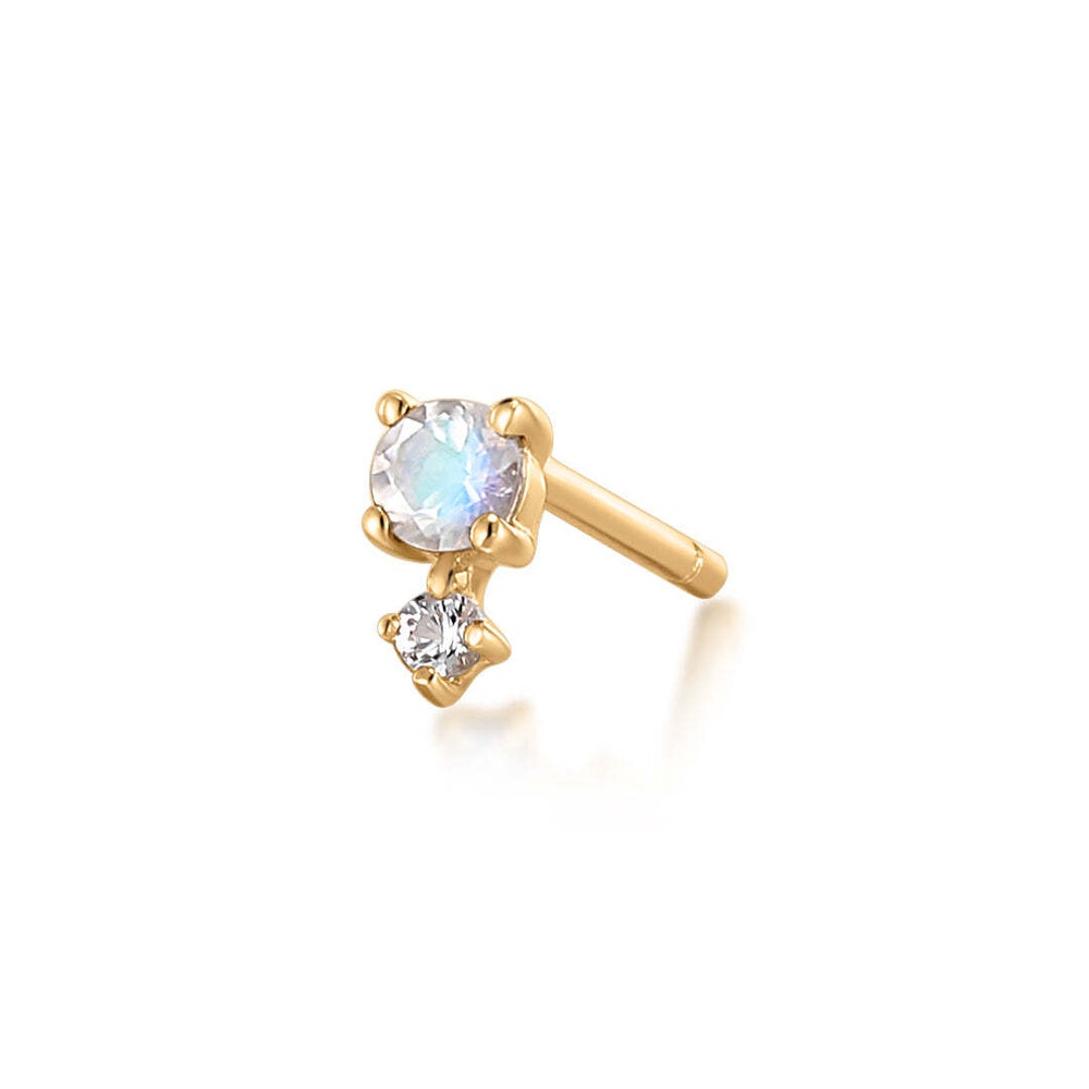 14K Birthstone &amp; White Sapphire Stud