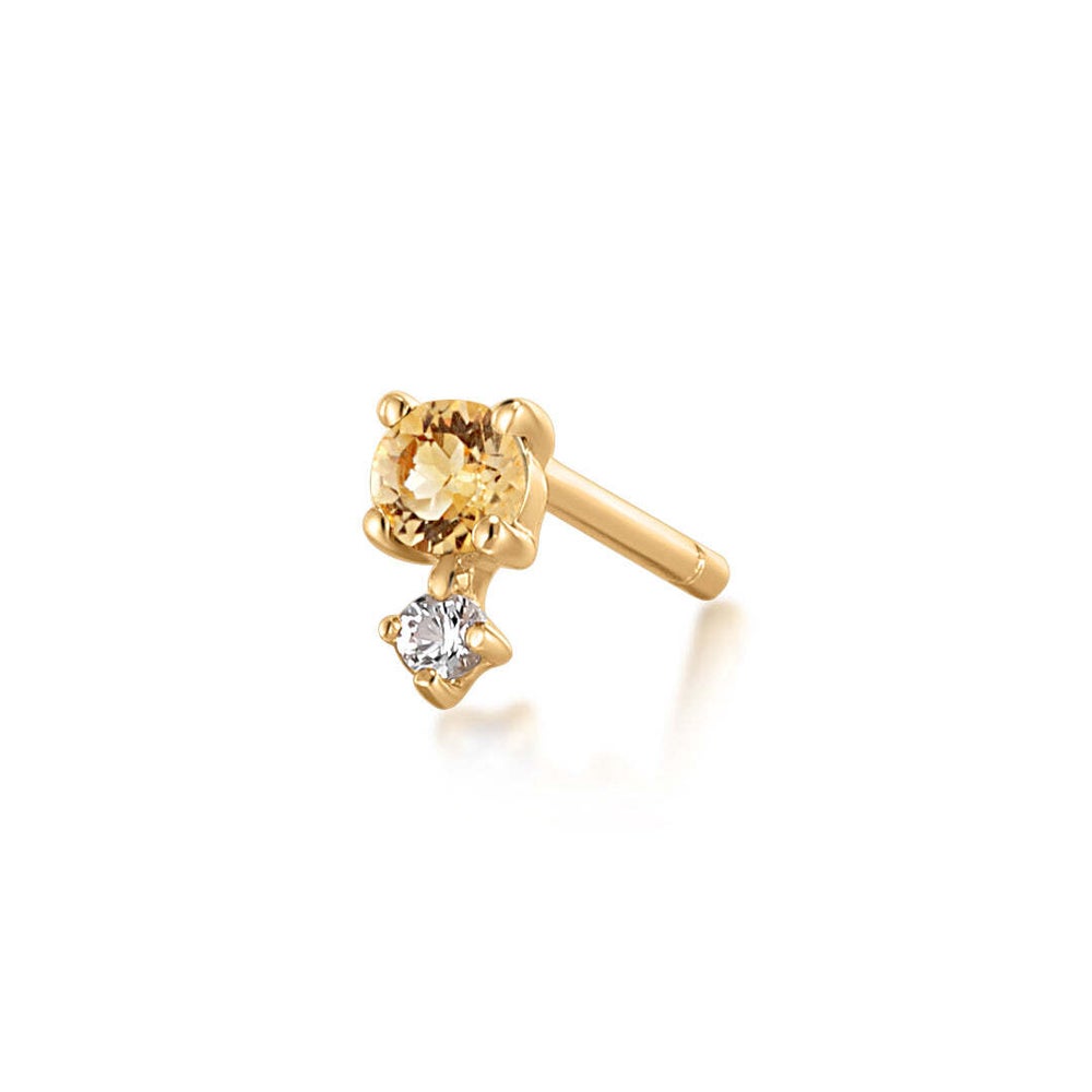 14K Birthstone &amp; White Sapphire Stud