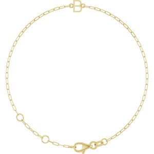 14K Block Initial Link Bracelet
