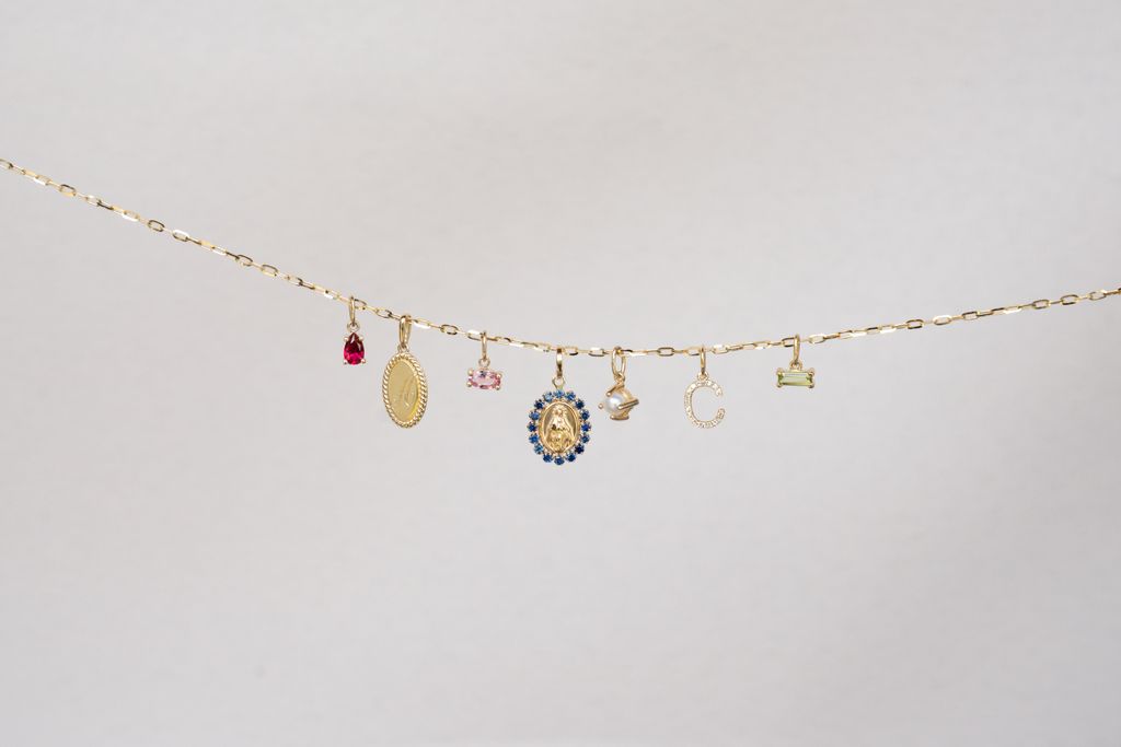 14K Tiny Birthstone Charm