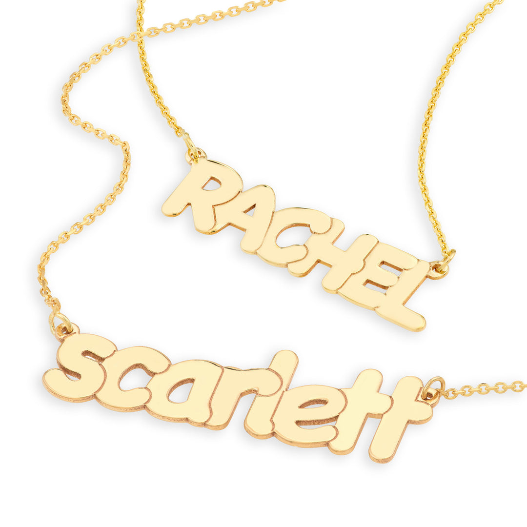 14K Bubble Nameplate Necklace