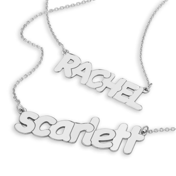 14K Bubble Nameplate Necklace