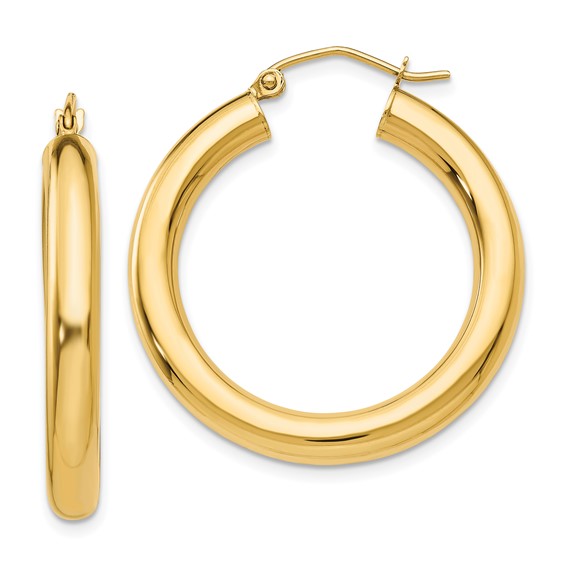14K Chunky Tube Hoops