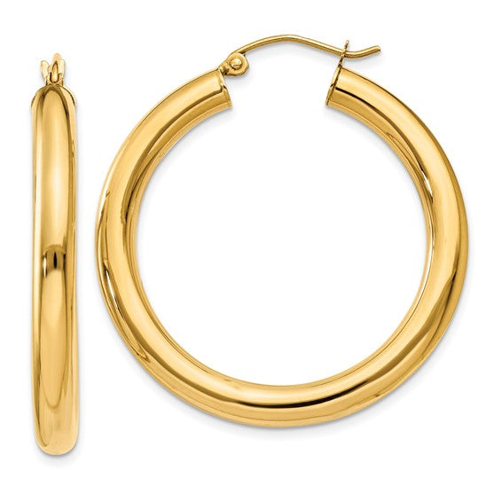 14K Chunky Tube Hoops