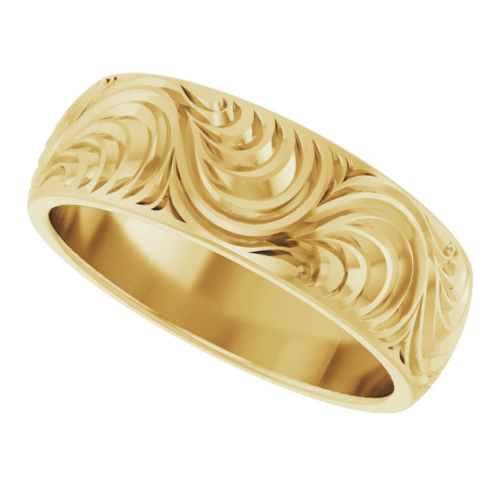 14K Comfort-Fit Scroll Pattern Band
