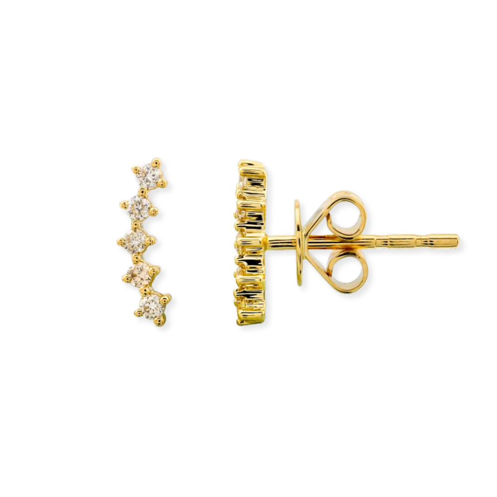 14K Curved Diamond Stud