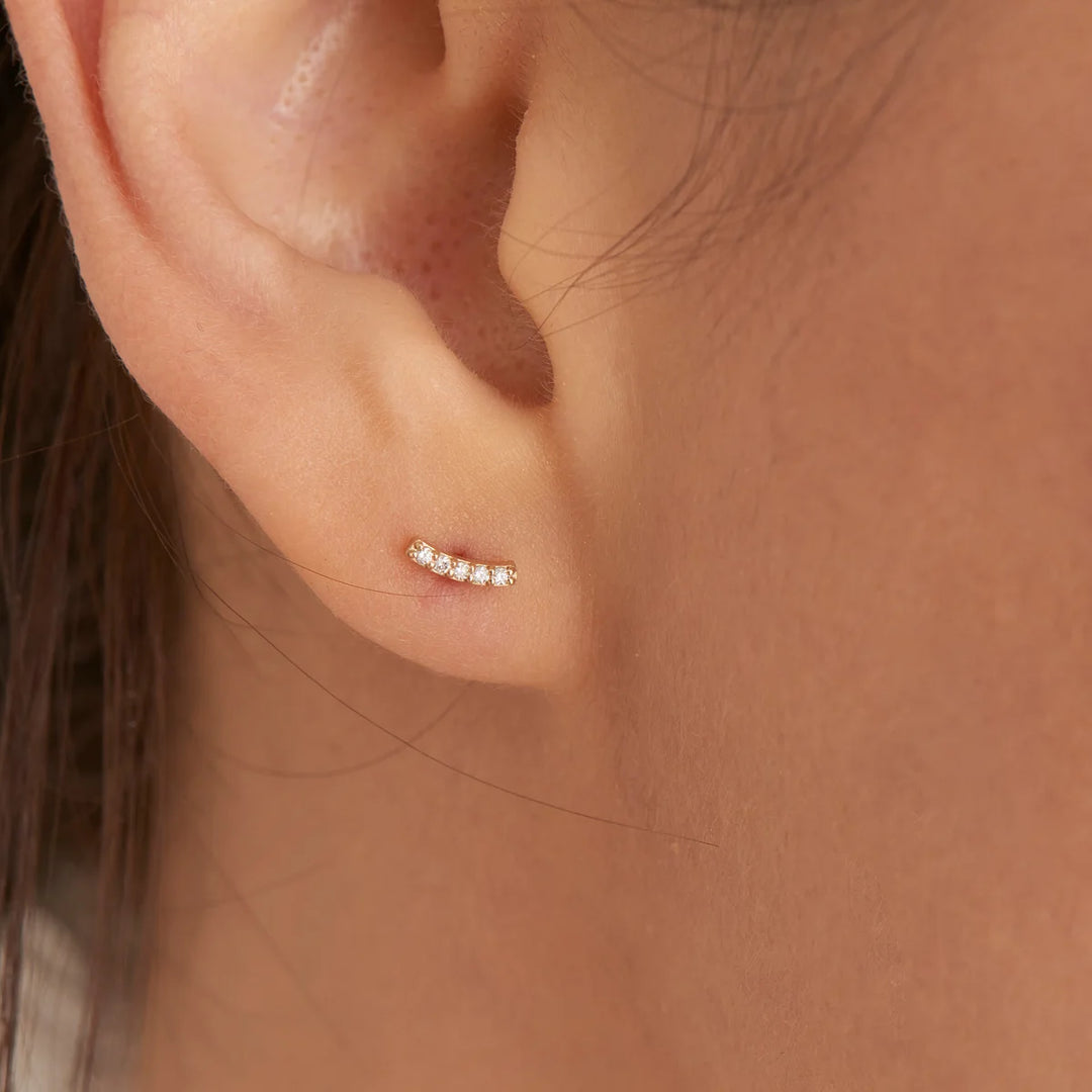 14K Curved Diamond Stud