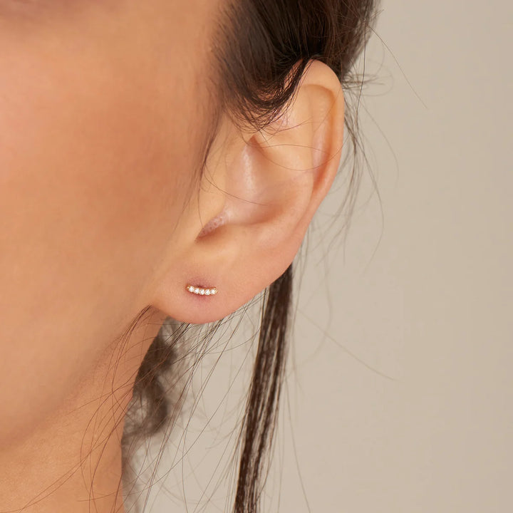 14K Curved Diamond Stud
